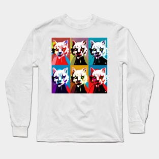 Pop Art Cat: Feline Elegance in Vibrant Colors Long Sleeve T-Shirt